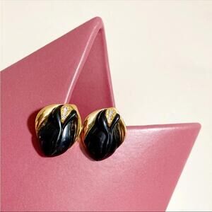 Vintage 1980's KJL for AVON Black Midnight Rose Earrings